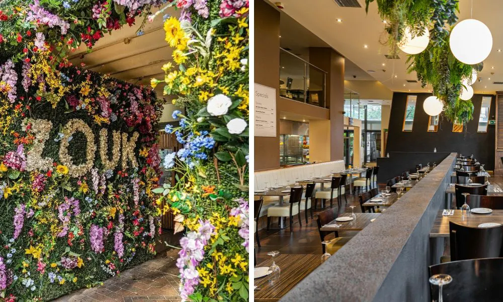 floral decoration at Zouk Tea Bar and Grill