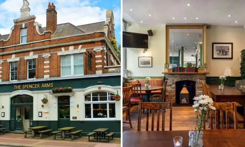 the spencer arms exterior and dining room