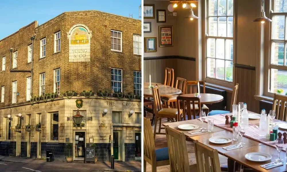 pub exterior and dining room