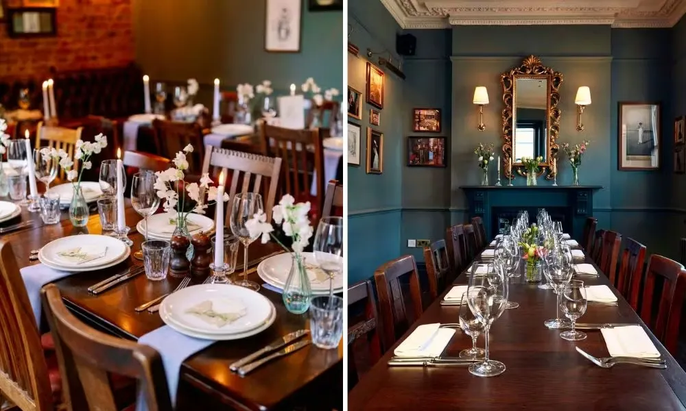 Decorated tables and private dining space