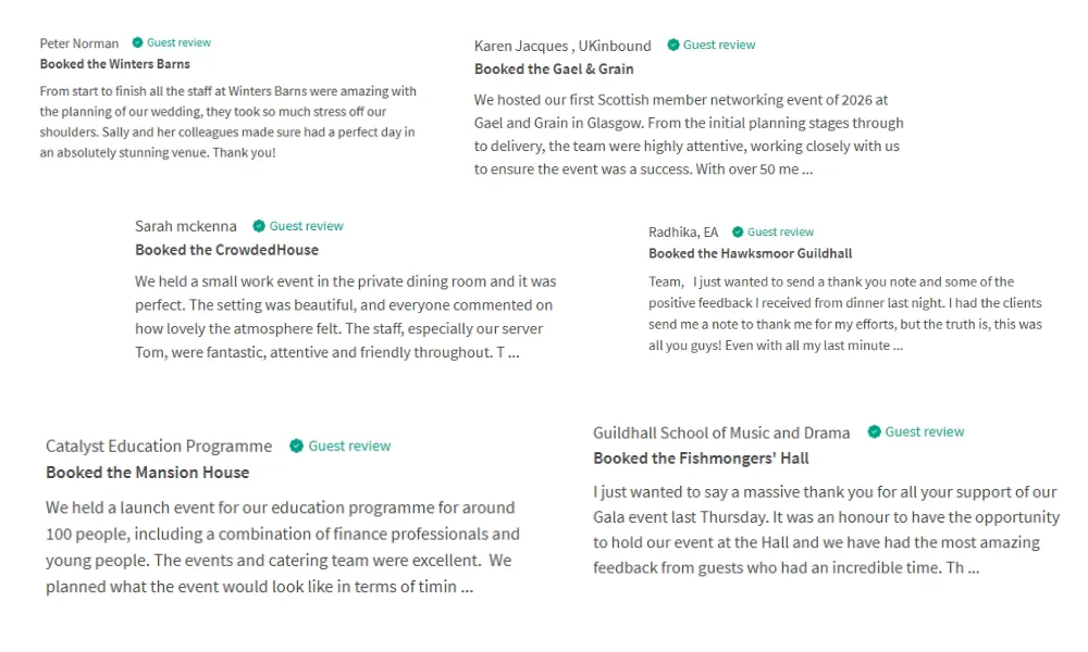 Reviews from bookers