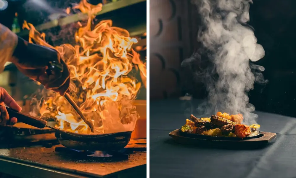 cooking with fire at aagrah