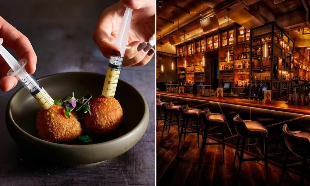 Syringe in croquettes and glitzy bar