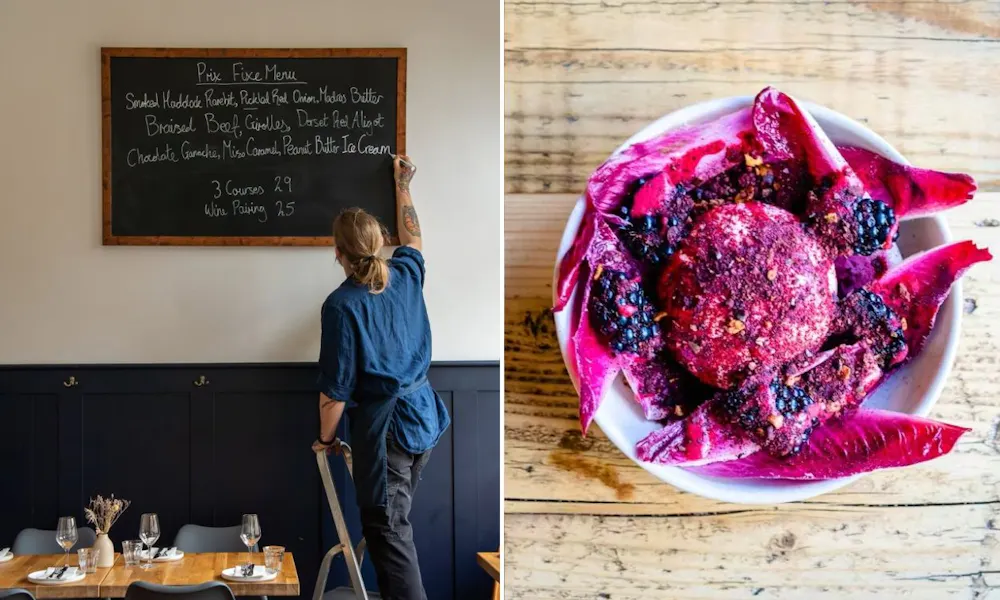 Chalk board menu and dish