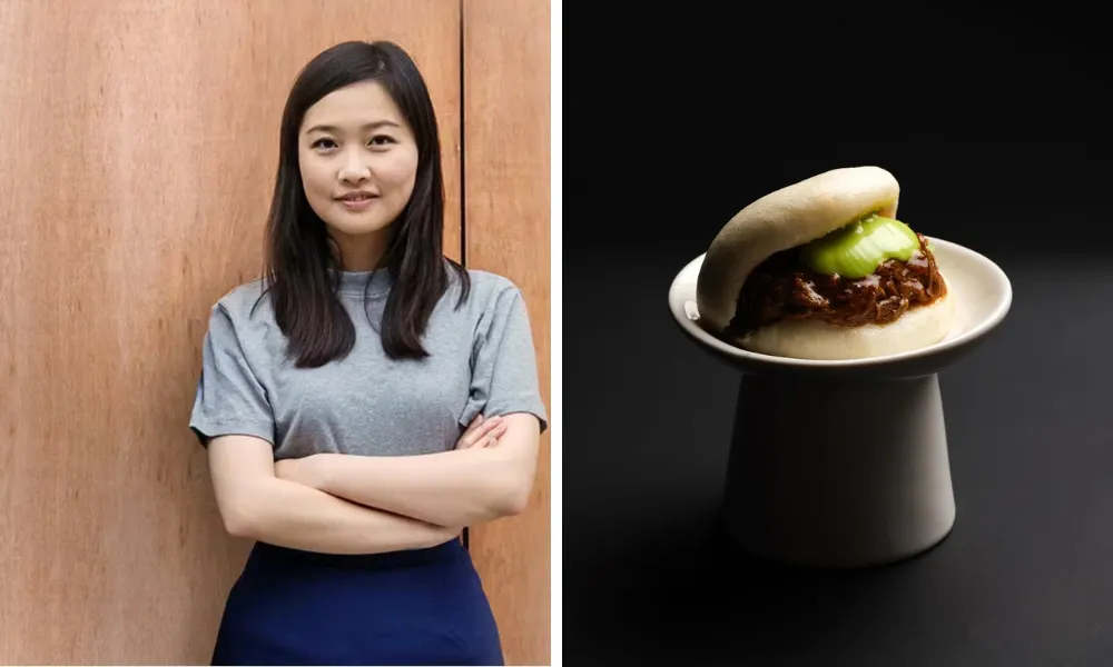 bao buns filled with pulled meat and mayonnaise