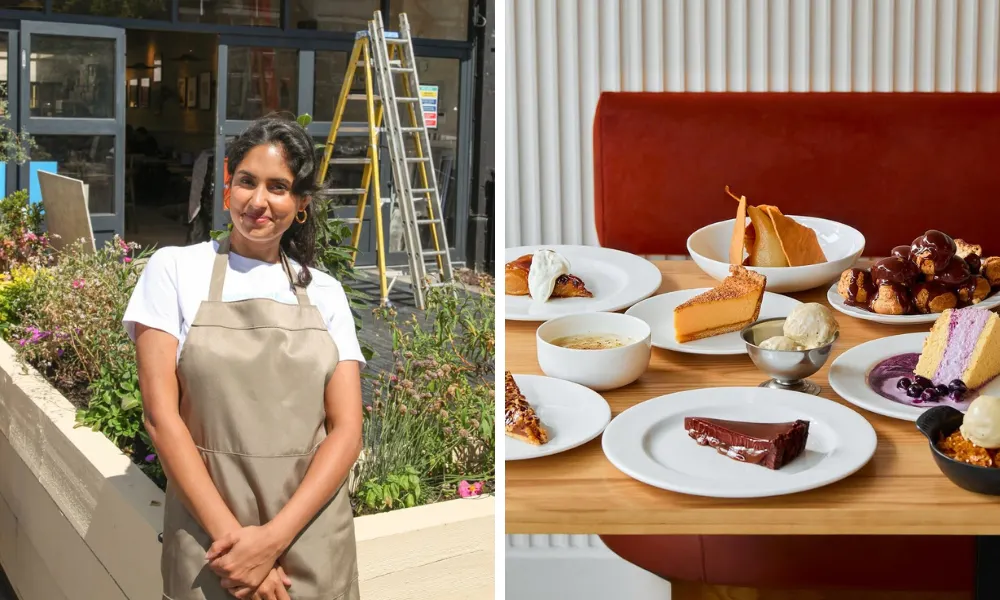 Chef Ravneet Gill and desserts at Gina 