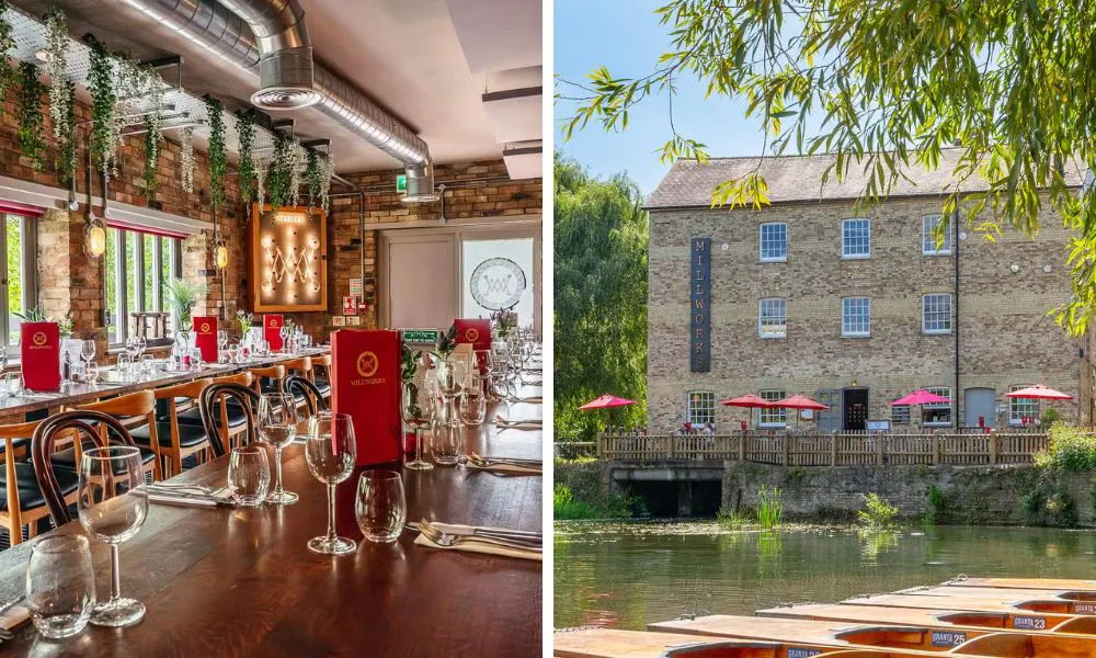 relaxed private dining room and Millworks restaurant on the banks of the river