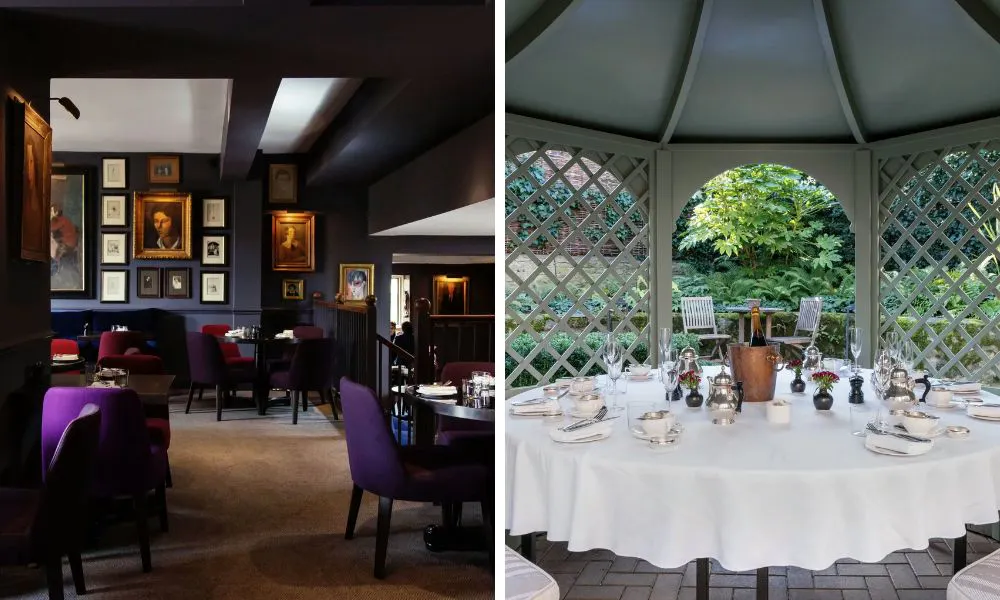 colourful dining room and unique outdoor dining spot