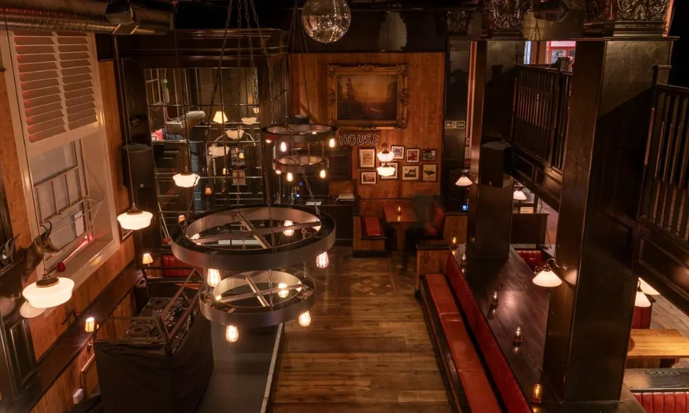 Dimly lit saloon style bar 