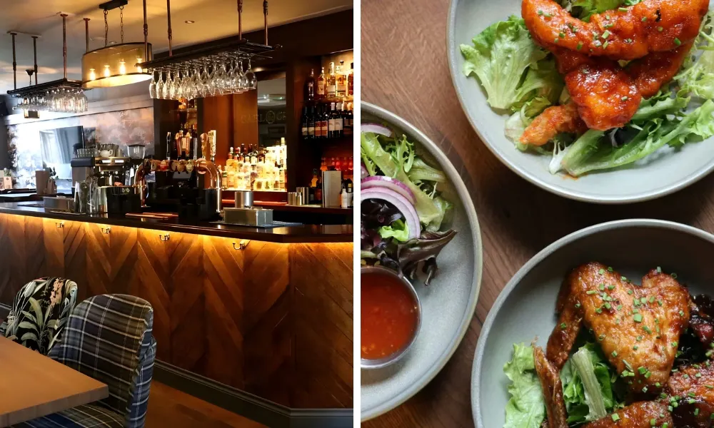 Bar at gael and grain and chicken wing plates