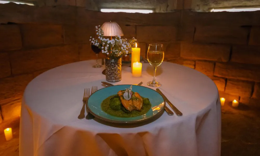 private dining in a turret for two