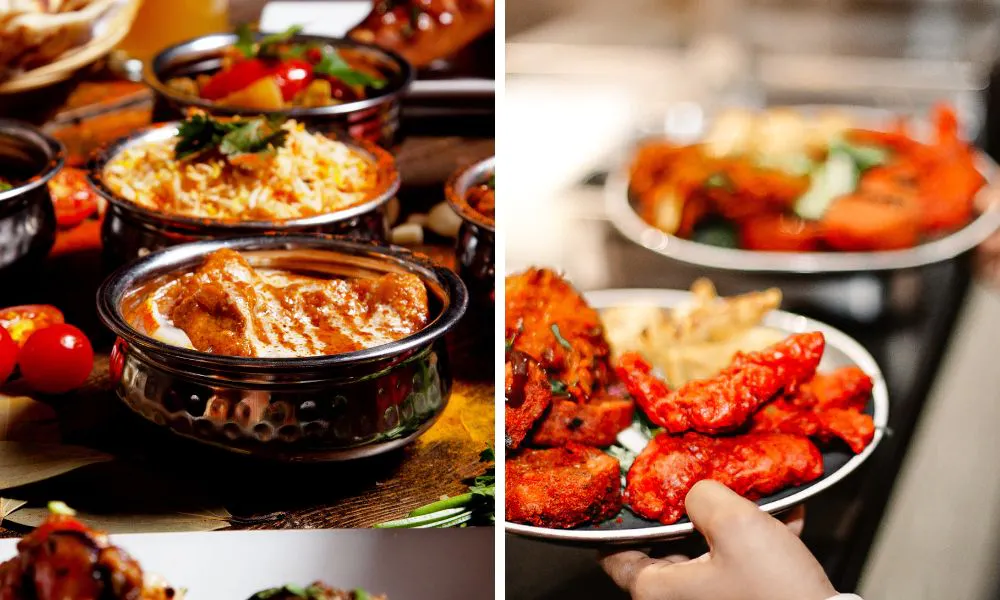 curries in tiffin tins and chicken wings