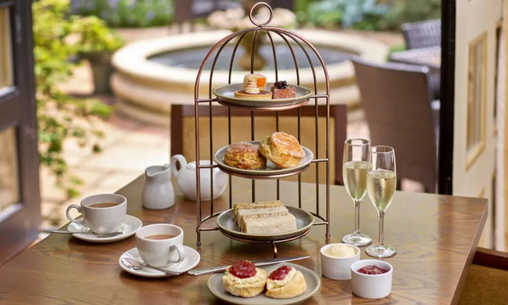 Tiered cake stand on table