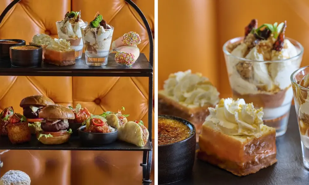 Close up of cakes on cake stand