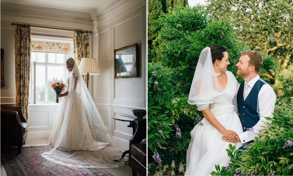 Two wedding couples at pentillie castle