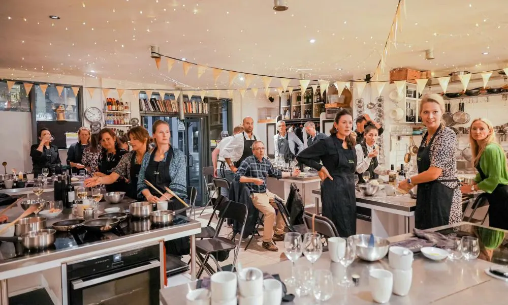group cooking class at The Avenue Cookery School