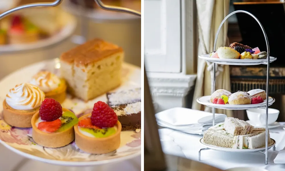 afternoon tea stand at brocket hall estate
