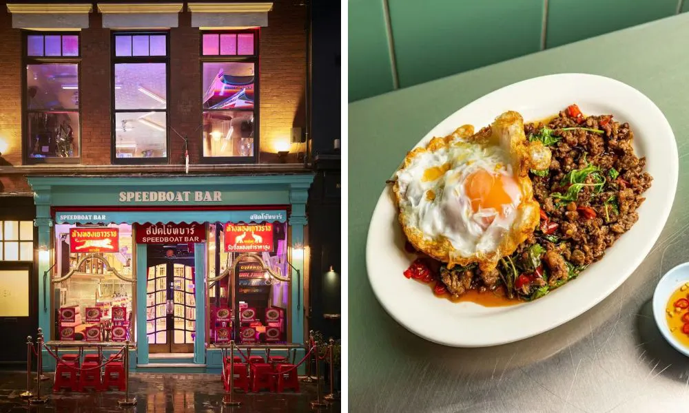 thai restaurant in soho and fried pork with fried egg