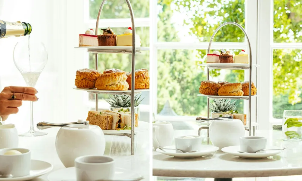afternoon tea in the conservatory at Taplow House