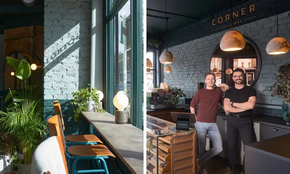 coffee shop counter andn founders of corner bar