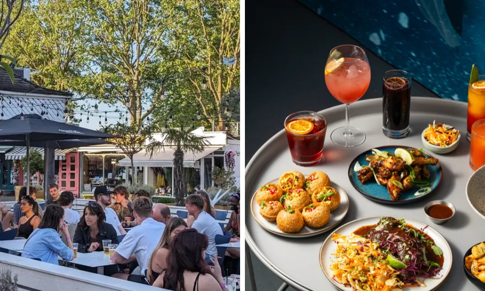 Caribbean food and outdoor tables at limin
