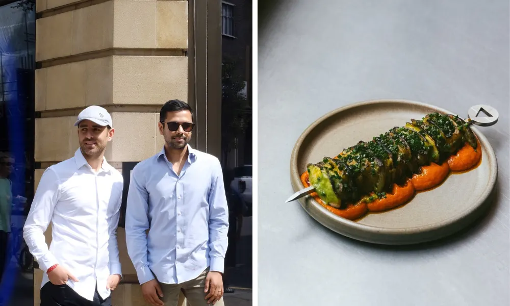 Mareida founders and vegetable grilled skewer
