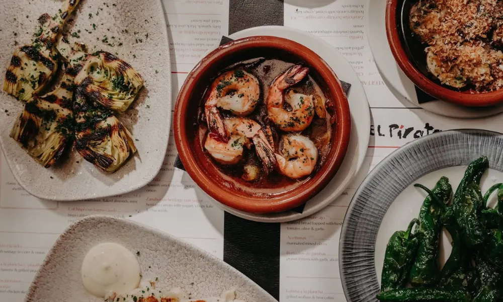 El Pirata tapas prawns and padron peppers