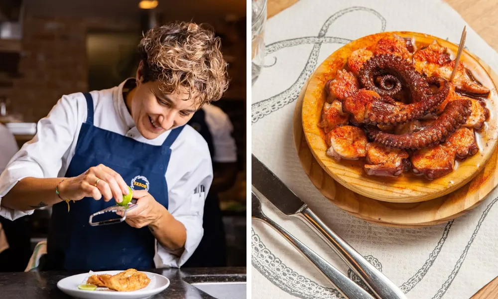 Nieves barragan and octopus dish at Sabor
