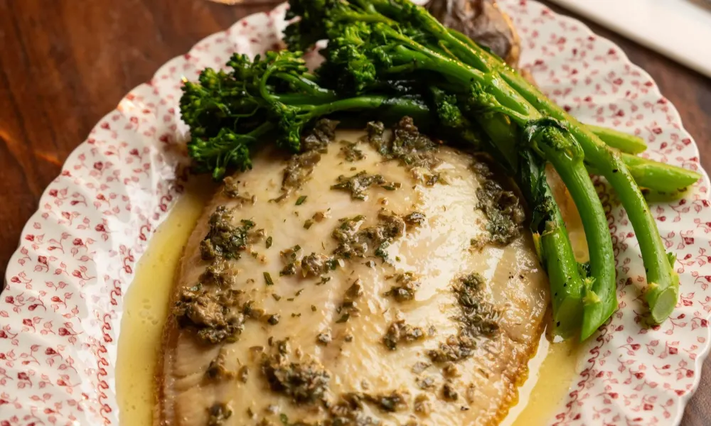 sole meuniere with tenderstem broccoli