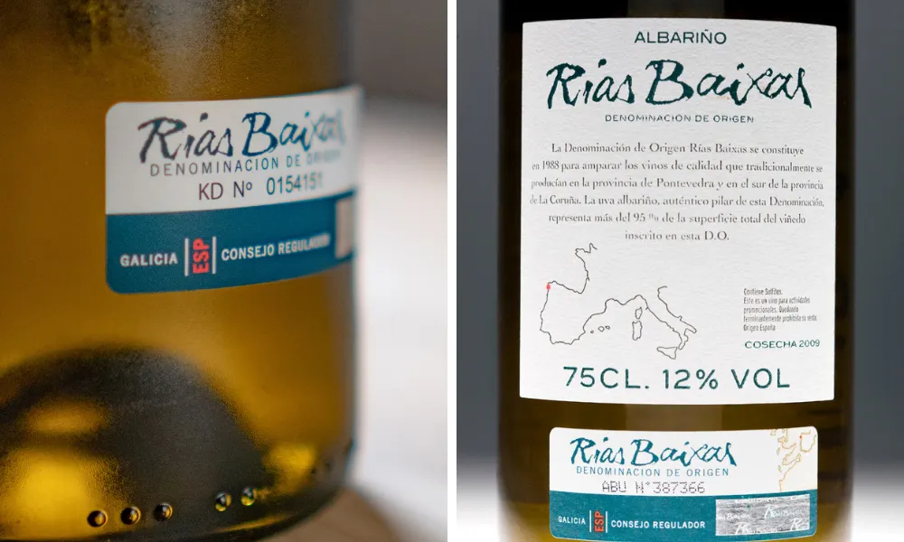 wine bottle label rias baixas albarino
