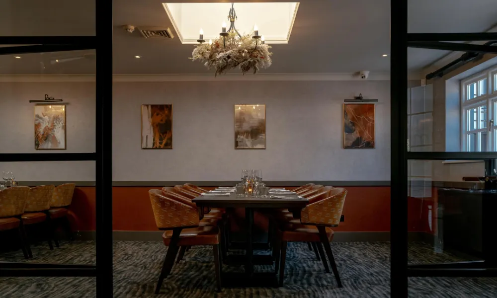 masons modern private dining room with glass doors