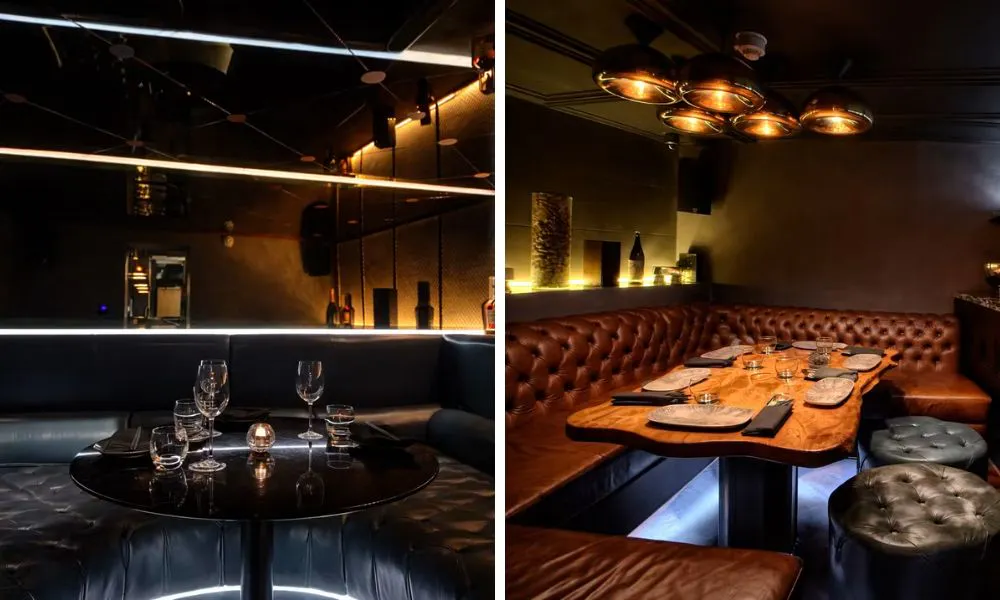 intimate private dining nooks in cocktail bar