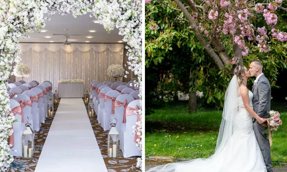 wedding ceremony at charlecote pheasant hotel