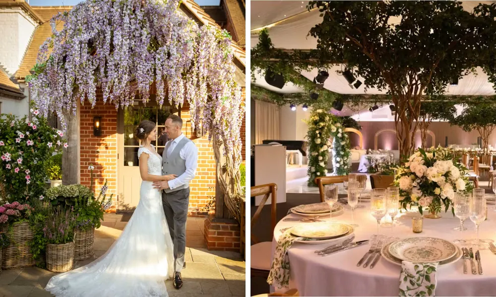 couples photos under wisteria