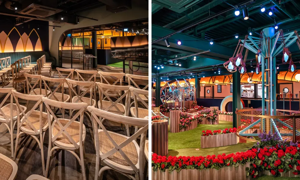 presentation set up, mini golf course
