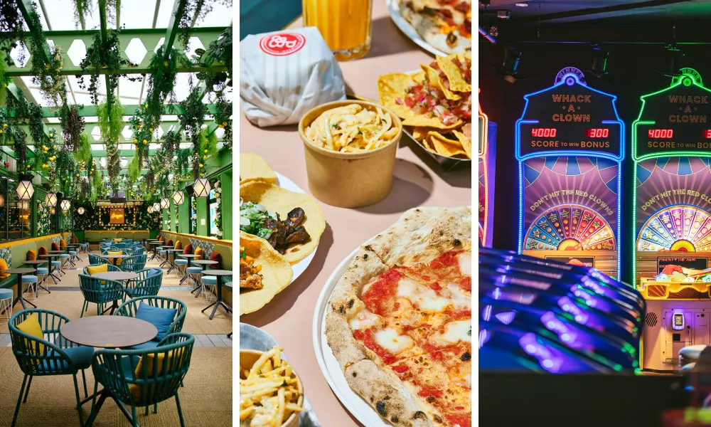 image of private dining room, arcade, and street food