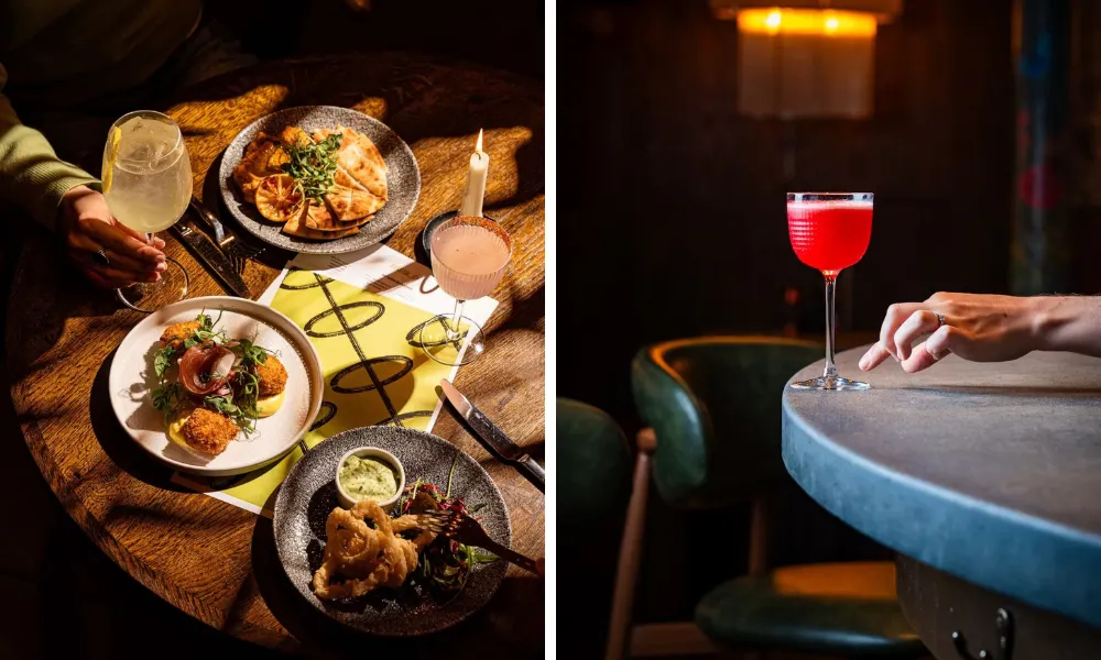colourful dishes and cocktails at rabble
