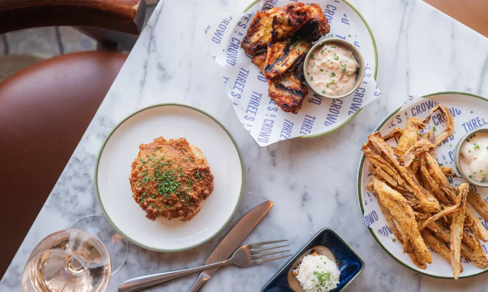 rarebit crumpet and courgette fries