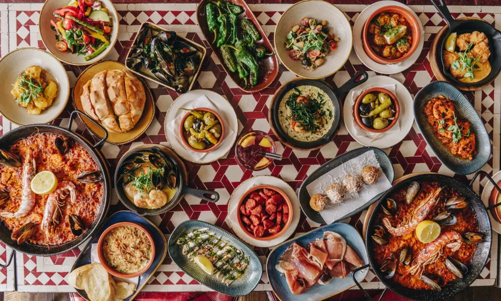 full menu on a table at cafe andaluz