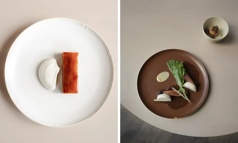radish tart tatin and plate of fine dining food