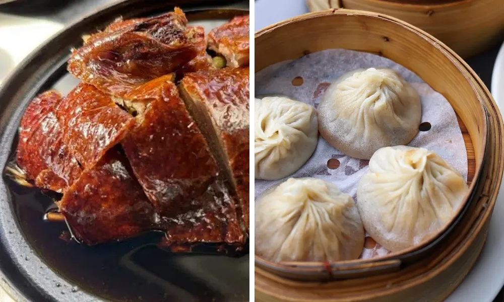 crispy duck and steamer with coup dumplings