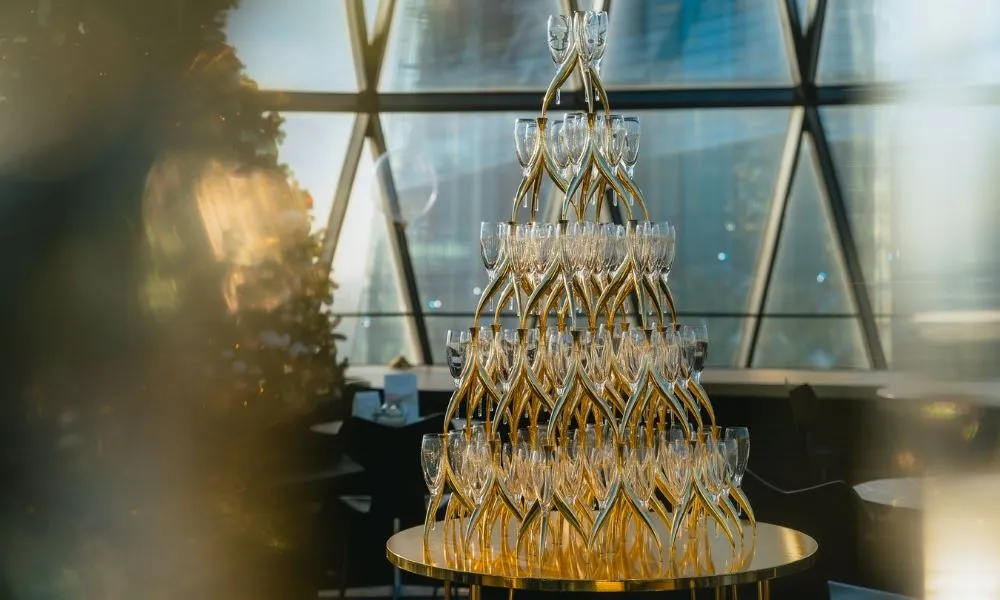 a Champagne tower at The Gherkin