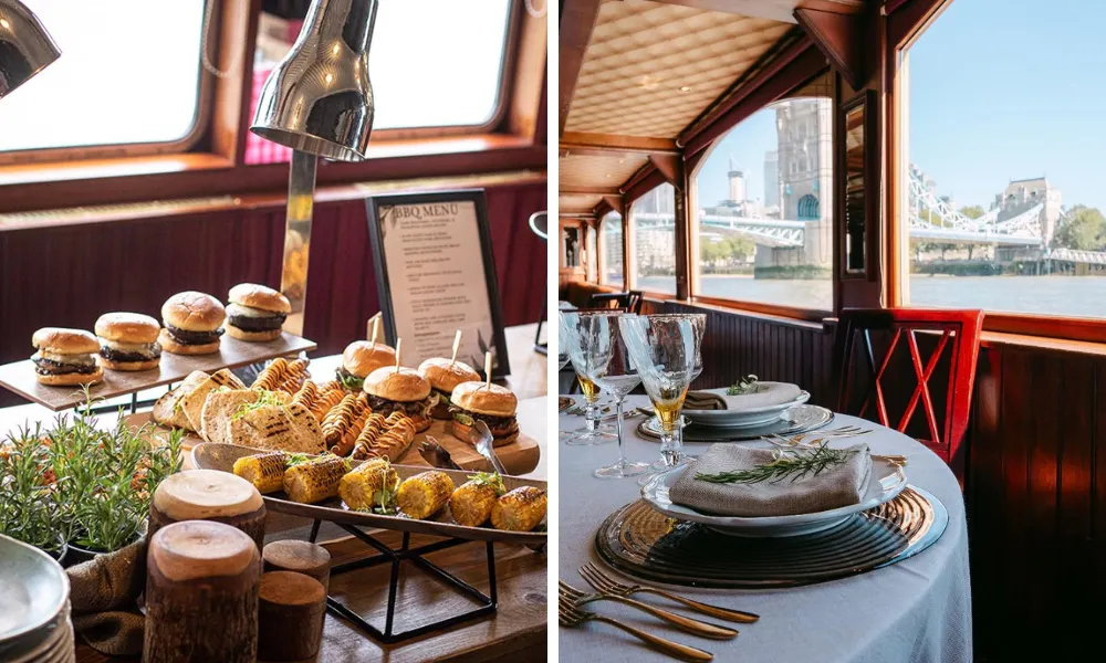 cruise barbecue dinner on a thames boat