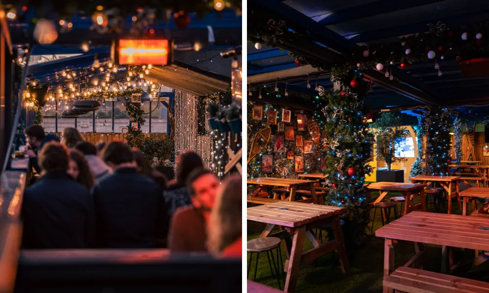 Ski lodge styled bar with a party atmosphere