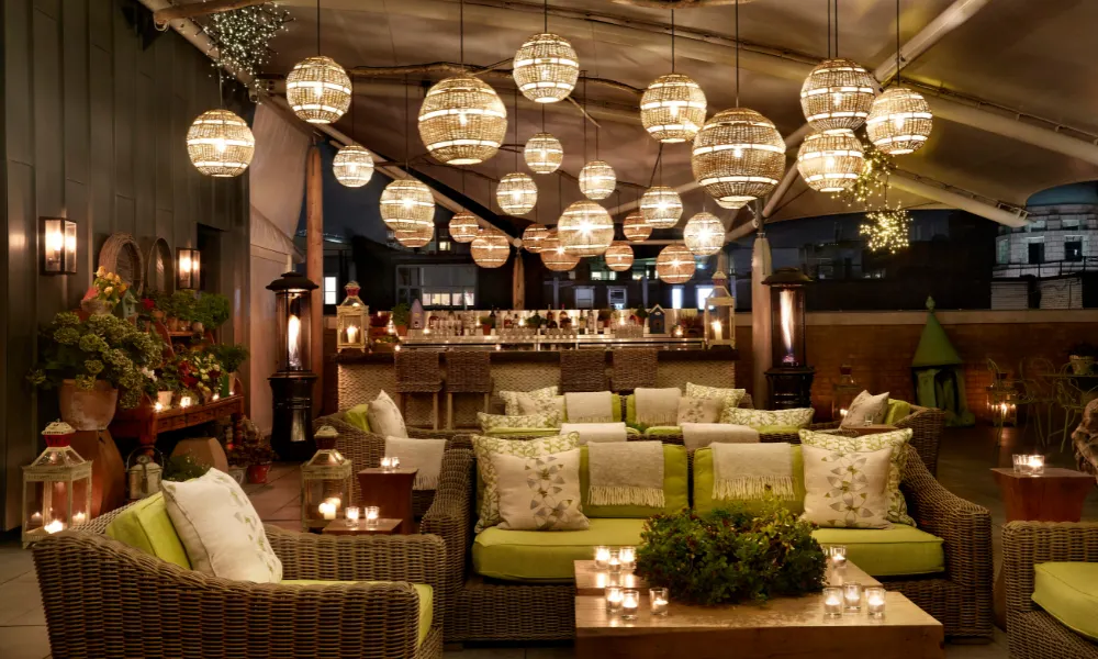 festive terrace at ham yard hotel