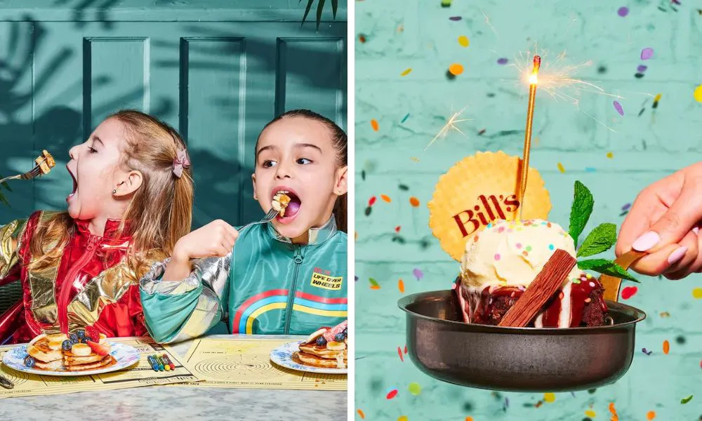 birthday cake and children eating at bills