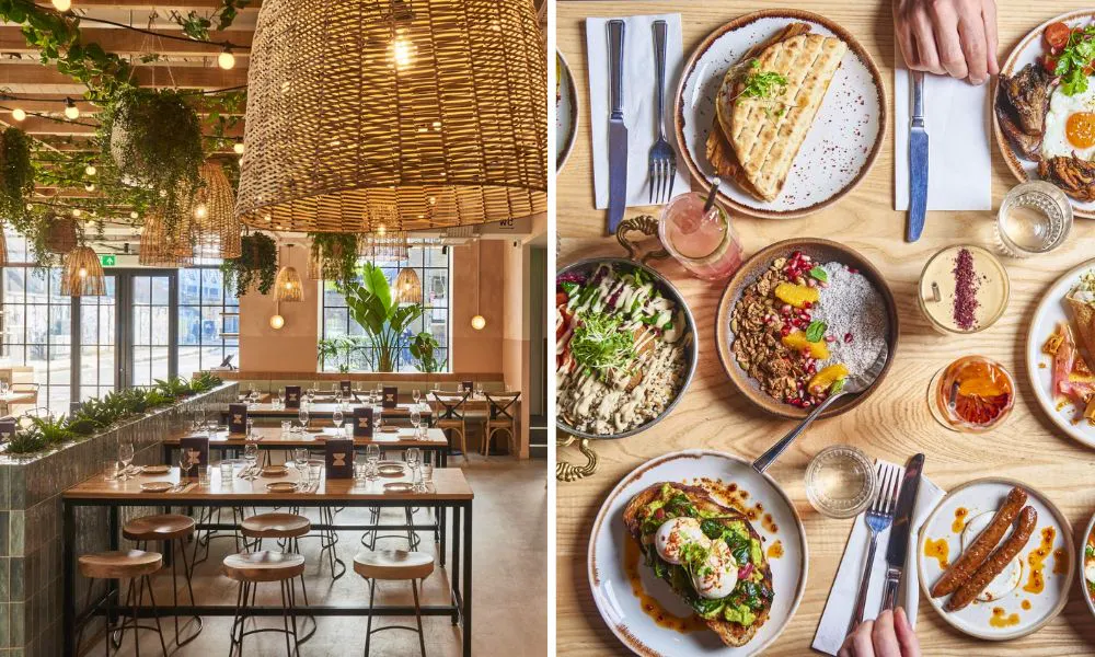 Bright interiors and a table of dishes