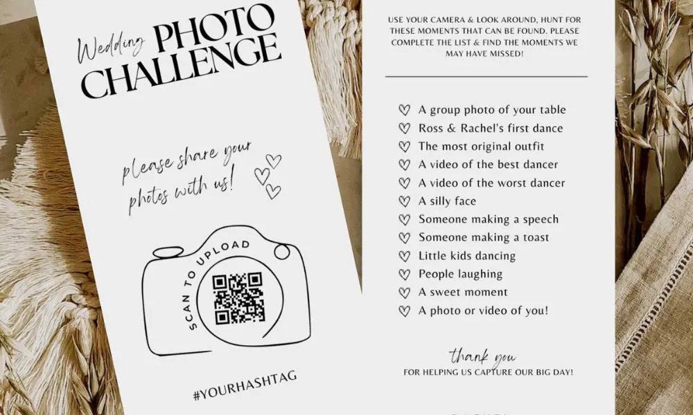 two pieces of paper with list of pictures to take