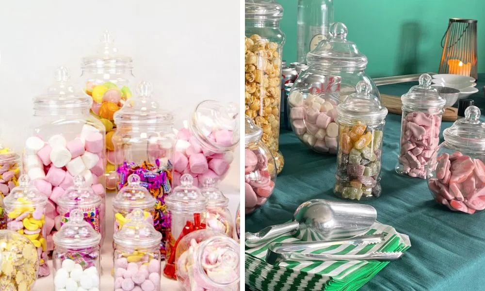 clear jars of candy and sweets