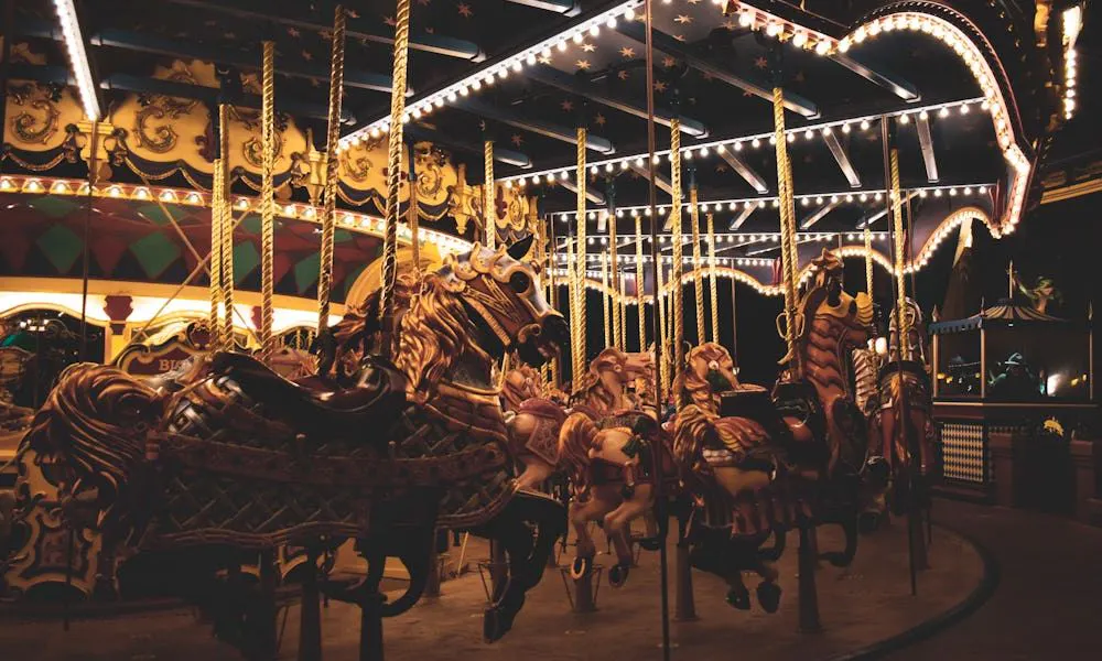 fairground carousel in the dark